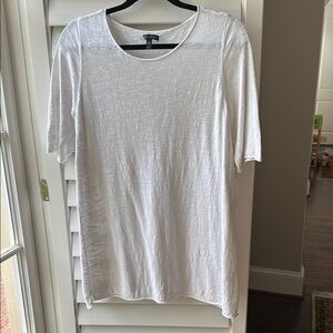 Eileen Fisher White Short Sleeve Tee. Organic linen and organic cotton
